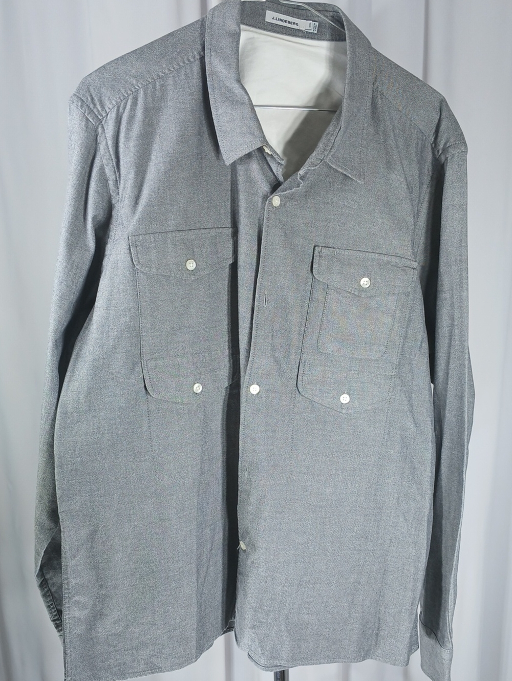 J.Lindeberg Grey Long-Sleeve Button-Down Shirt